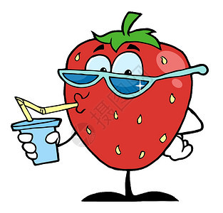 草莓卡通特质果汁饮料图片