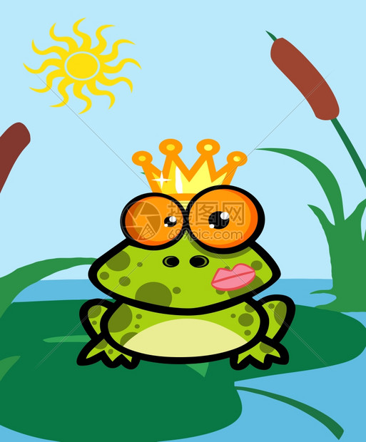 卡通青蛙王子插画图片