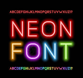 真实的Neon立方字母矢量插图图片