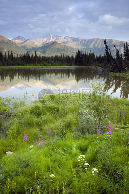 沿Chugach山和阿拉斯加Hwy1号山沿图片