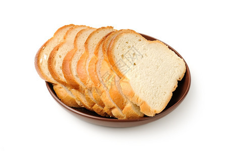 切面包在盘上图片