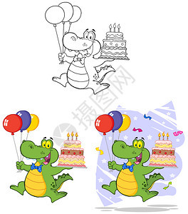 生日鳄鱼持有蛋糕收藏集图片