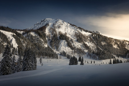 雪覆盖的奥地利阿尔卑斯山图片