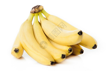 一群被白种背景孤立的香蕉图片素材