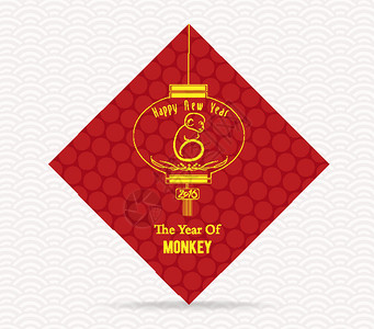 猴年红色方形矢量设计元素背景图片