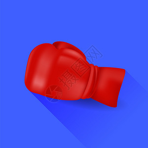 红色拳击手套孤立于蓝背景长阴影图片