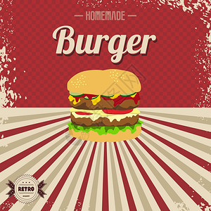 快速食品双层汉堡主题矢量艺术插图图片