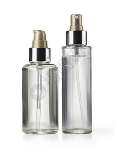 白色背景的两瓶化妆品配有剪切路径图片