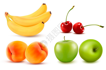 新鲜多彩水果组矢量图示图片