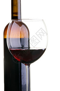 玻璃和一瓶红酒在白色背景上隔绝饮料高清图片素材
