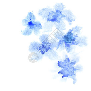 蓝色花朵有您自己的文字空间水彩色绘画图片