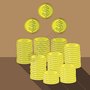 Goldcoins图标Brown背景现金货币概念Cashmoney图片