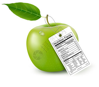 一个有营养事实标签的苹果矢量图片