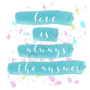 爱总是答案激励水彩海报文字灵感的引言圣经海报模板图片
