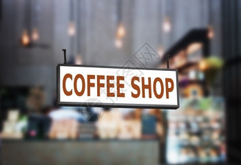 咖啡店背景模糊咖啡店背景模糊的咖啡店招贴牌图片