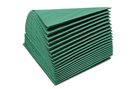 白上隔离的绿纸巾图片