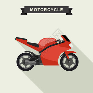 红色运动经典摩托车矢量元素图片