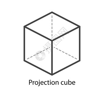 带有投影图标的立方体,颜色设计平整图片