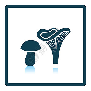 蘑菇卡通蘑菇图标影子反射设计背景