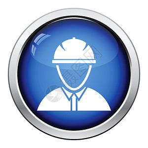 建筑工人头戴盔的图标光滑按钮设计图片