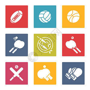 多彩体育图标集多彩体育图标集矢量网球排篮图标集图片