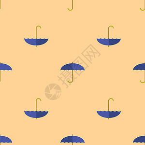 蓝伞无缝模式秋季伞背景图片