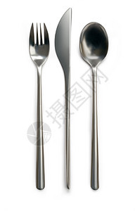 白色背景的叉子刀和勺餐具图片