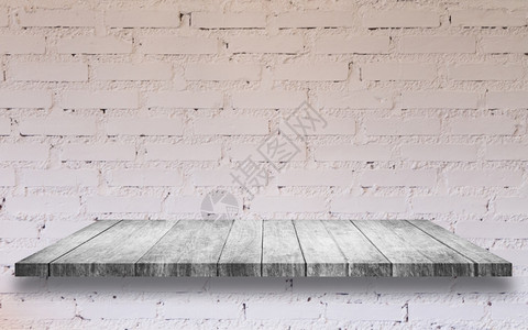 黑色和白木架上顶端的黑白木架在咖啡店装饰白砖墙图片