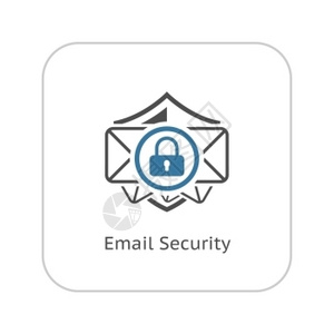 电子邮件安全图标平面设计安全图标带有信封的安全概念和有屏蔽的挂锁孤立说明应用符号或UI元素图片