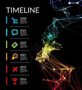 时间线信息量矢说明时间线要素矢量关于黑色背景的分布图图片