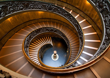 梵蒂冈博物馆梵蒂冈在博物馆的圆楼梯从上面看梵蒂冈6月17日意大利罗马2016年月7日背景