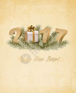 新年快乐2017年背景带礼物盒矢量图片