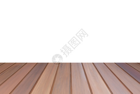 棕色木制表顶部或白色背景上隔开的柜台用于产品显示图片