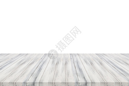 白色背景上隔开的白木桌顶对于产品显示图片