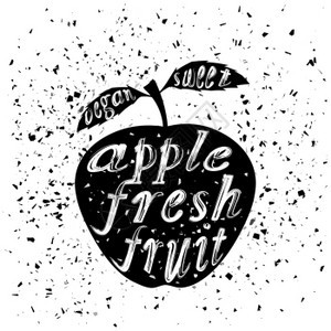 Apple图标白龙背景的苹果图标Vintage水果招贴画BannerLogo或带字母的标签图片