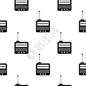 Retro旧无线电台图标白背景无缝模式旧线电台图标缝模式图片