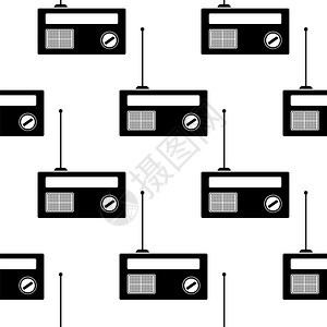 Retro旧无线电台图标白背景无缝模式旧线电台图标缝模式图片