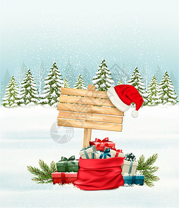 圣诞假期背景装满礼物盒的袋子图片