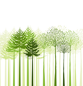 矢量绿色混合林树木景观图片