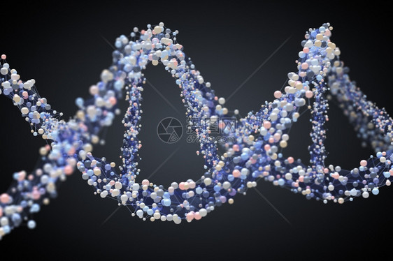 DNA的螺旋链条在暗底背景上的螺旋链条DNA3D插图图片