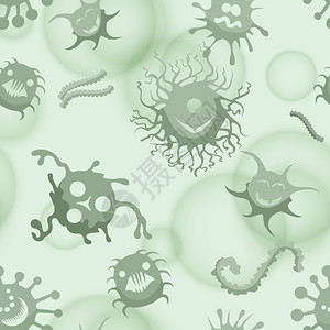 细菌和无缝模式显微镜视图矢量说明细菌和无缝模式图片