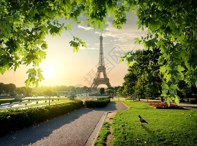 法国巴黎埃菲尔铁塔附近的JardinsduTrocadero图片