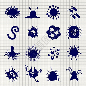 笔记本背景的感染微生物笔记本背景的感染微生物和免疫细菌标志矢量说明图片