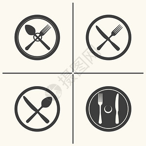 板块叉刀和勺子图标图片