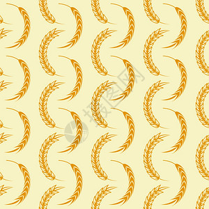 农业无缝模式小麦耳朵农业无缝模式小麦的矢量黄色耳朵背景图片