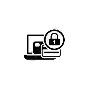安全支付图标平面设计单独说明App符号或UI元素带银行卡和帕洛克的笔记本电脑图片
