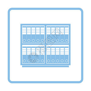 带有文件夹图标的办公室柜子蓝框架设计矢量插图图片