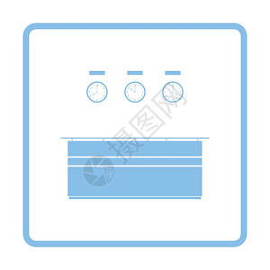 办公室接待台图标蓝色框架设计矢量图示图片