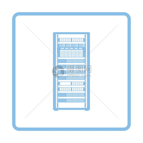 服务器架图标蓝框设计矢量图示图片