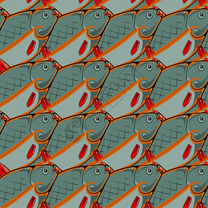 红鳍和尾的新鲜鱼无缝海食物模式无缝海鱼图片